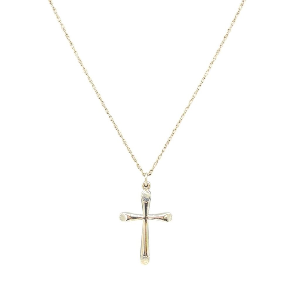 Theda 925 Sterling Silver Cross Pendant Chain Necklace Vintage Retro Religion